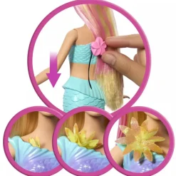 Barbie Muñeca Sirena Rubia Mágica de Flores
