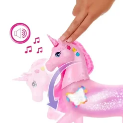 Barbie Unicornio Galopa y Brilla con 20 combinaciones de luces y sonidos