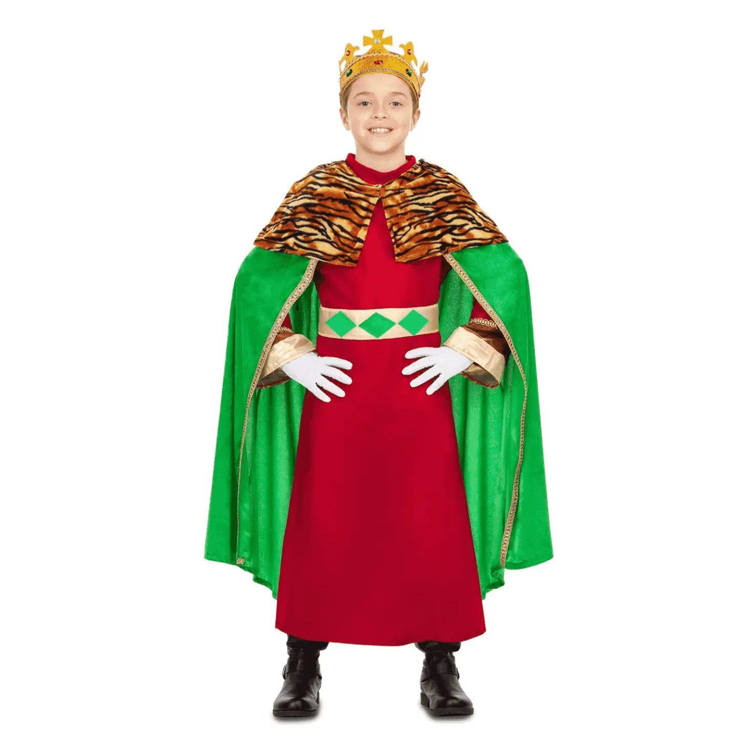 Disfraz de Rey mago verde 7-9 años infantil
