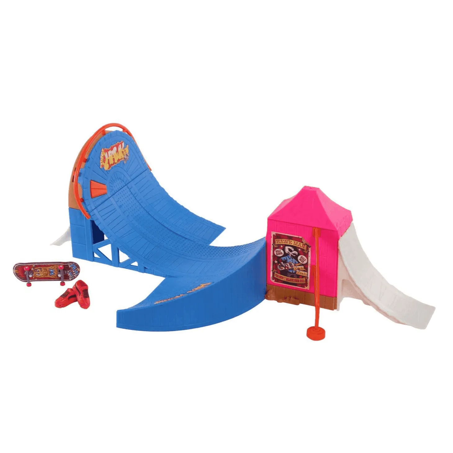 Hot Wheels Parque de skate de atracciones Set de juego con monopatín de juguete y zapatillas para de