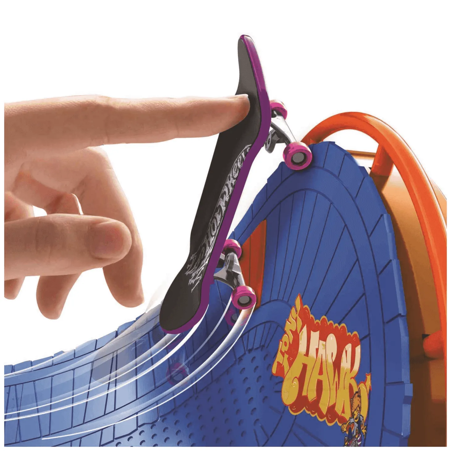 Hot Wheels Parque de skate de atracciones Set de juego con monopatín de juguete y zapatillas para de