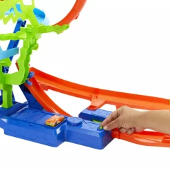 Hot Wheels Choque en el Aire – Conjunto de pista con propulsor motorizado y coche 1:64
