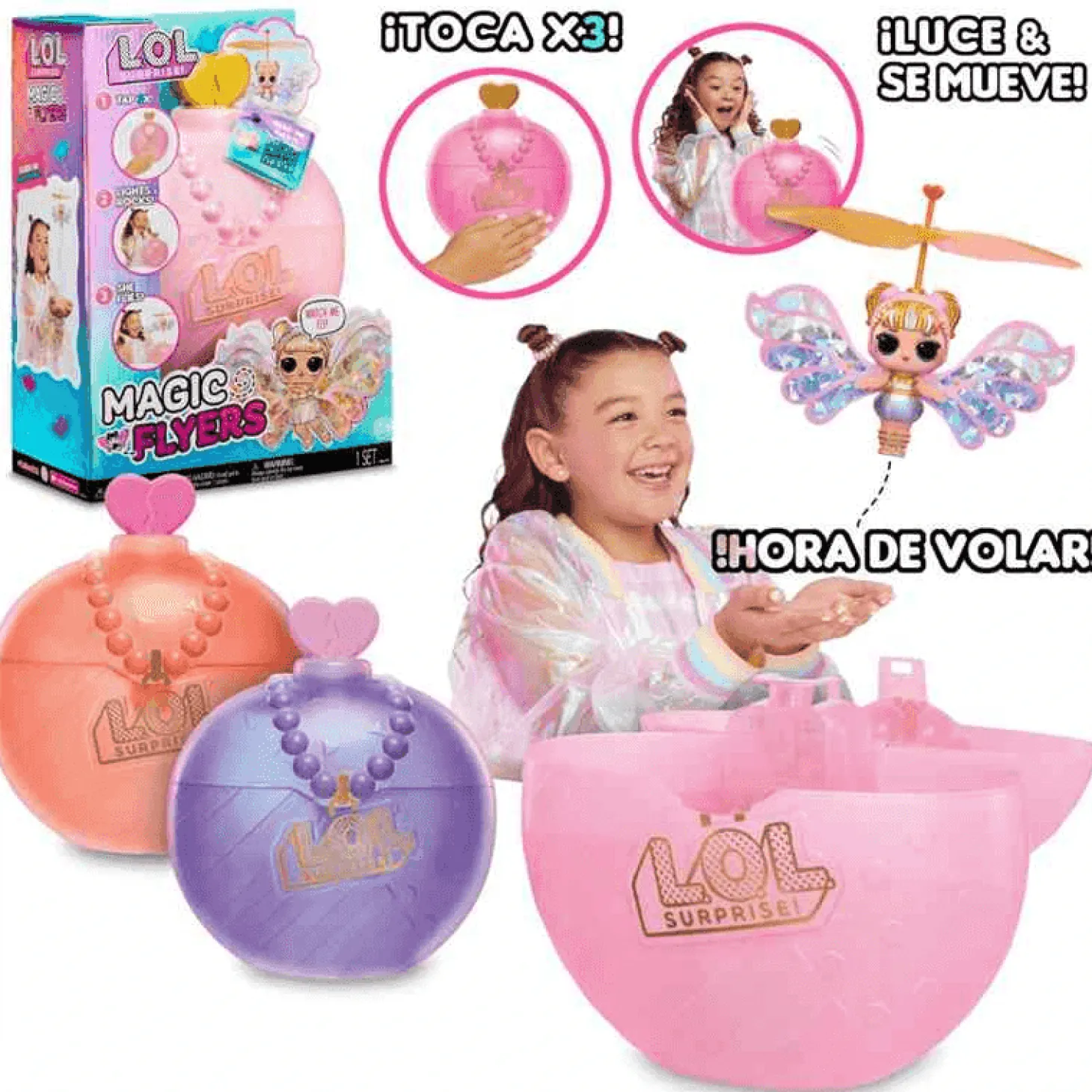 L.O.L. Surprise Muñeca Voladora Magic Wishies - Flutter Star (Alas rosas)