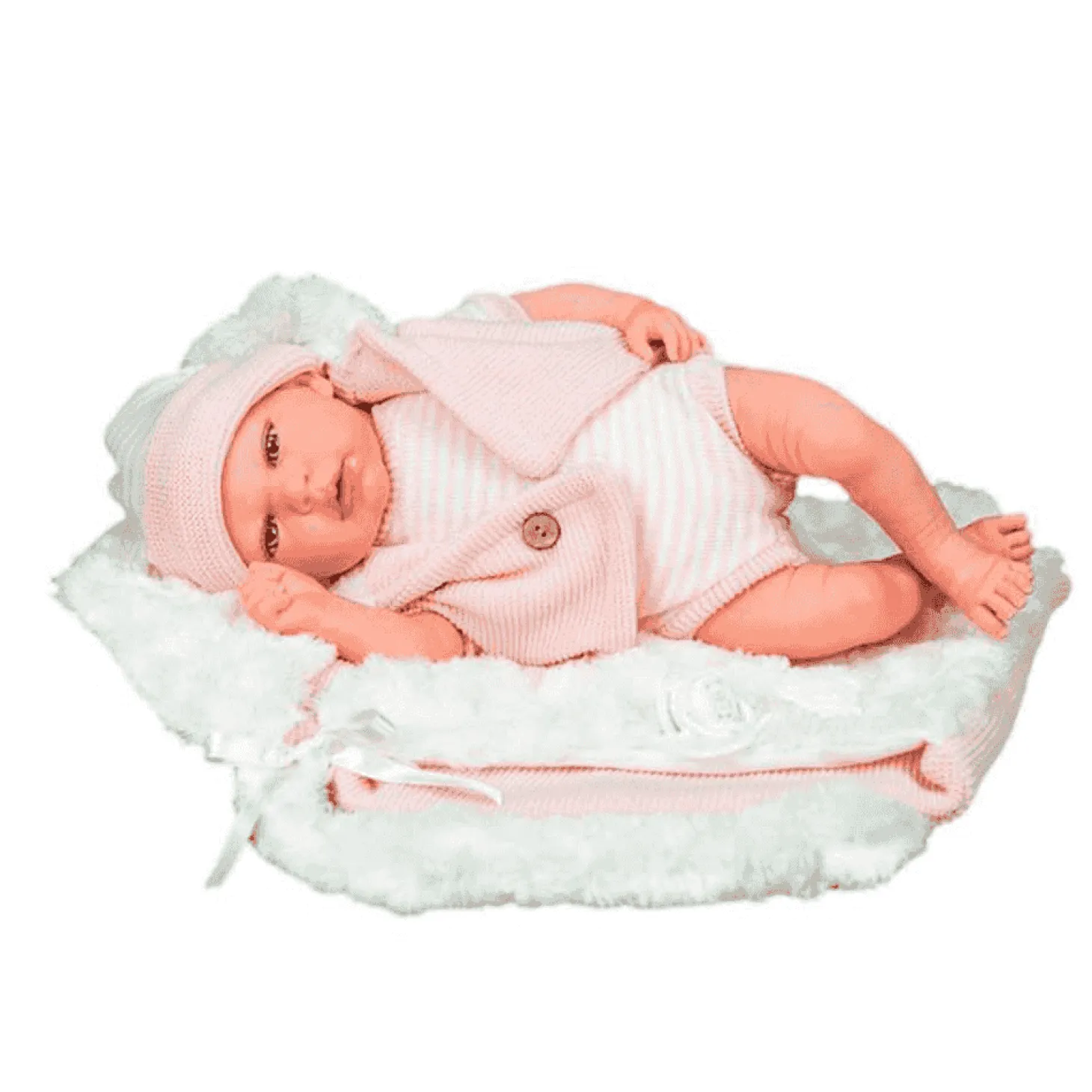 Muñeca Reborn Ángela 40 cm con saco portabebé
