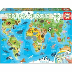 Puzzle Mapamundi Animales 150 Piezas