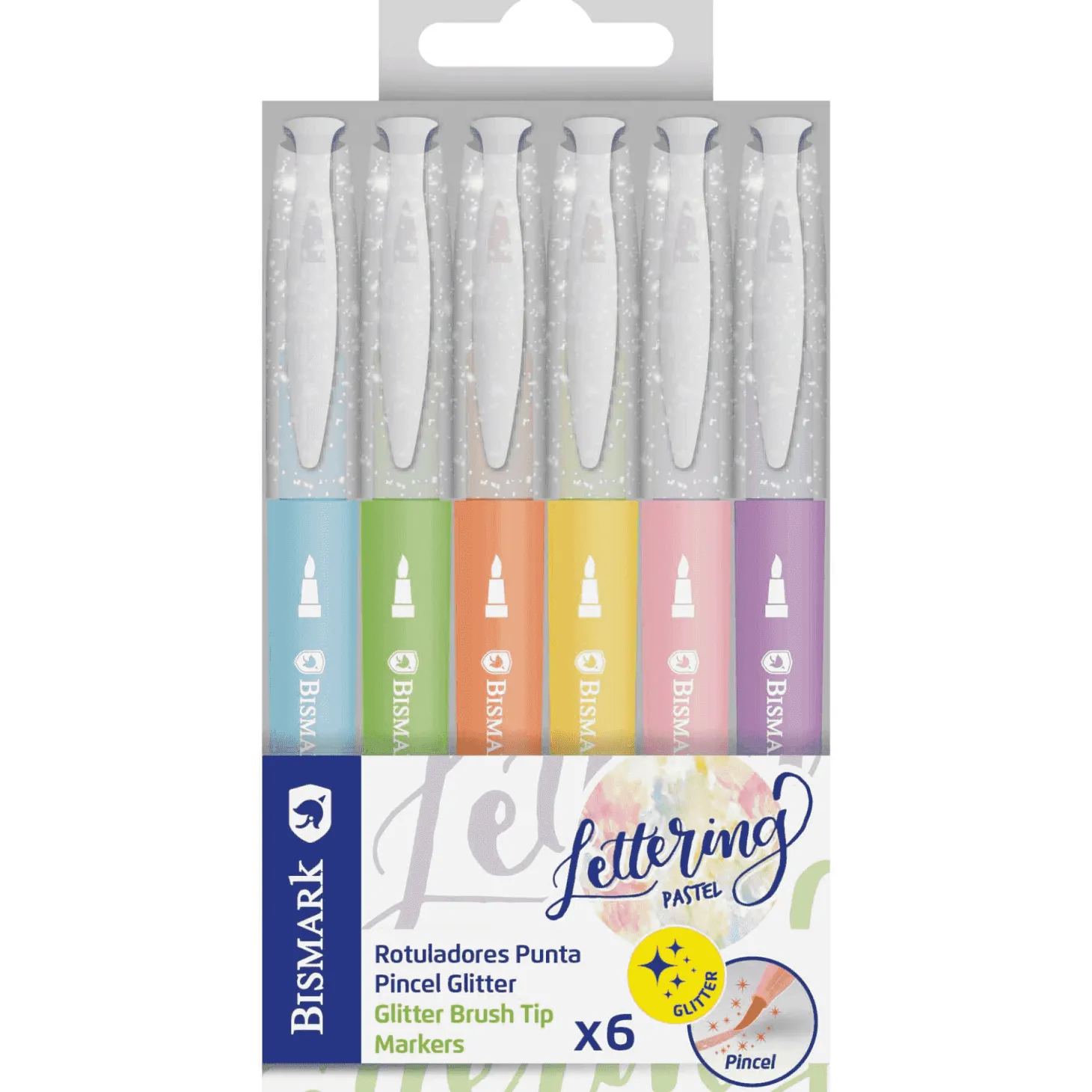 Rotuladores Glitter 6 Colores Lettering