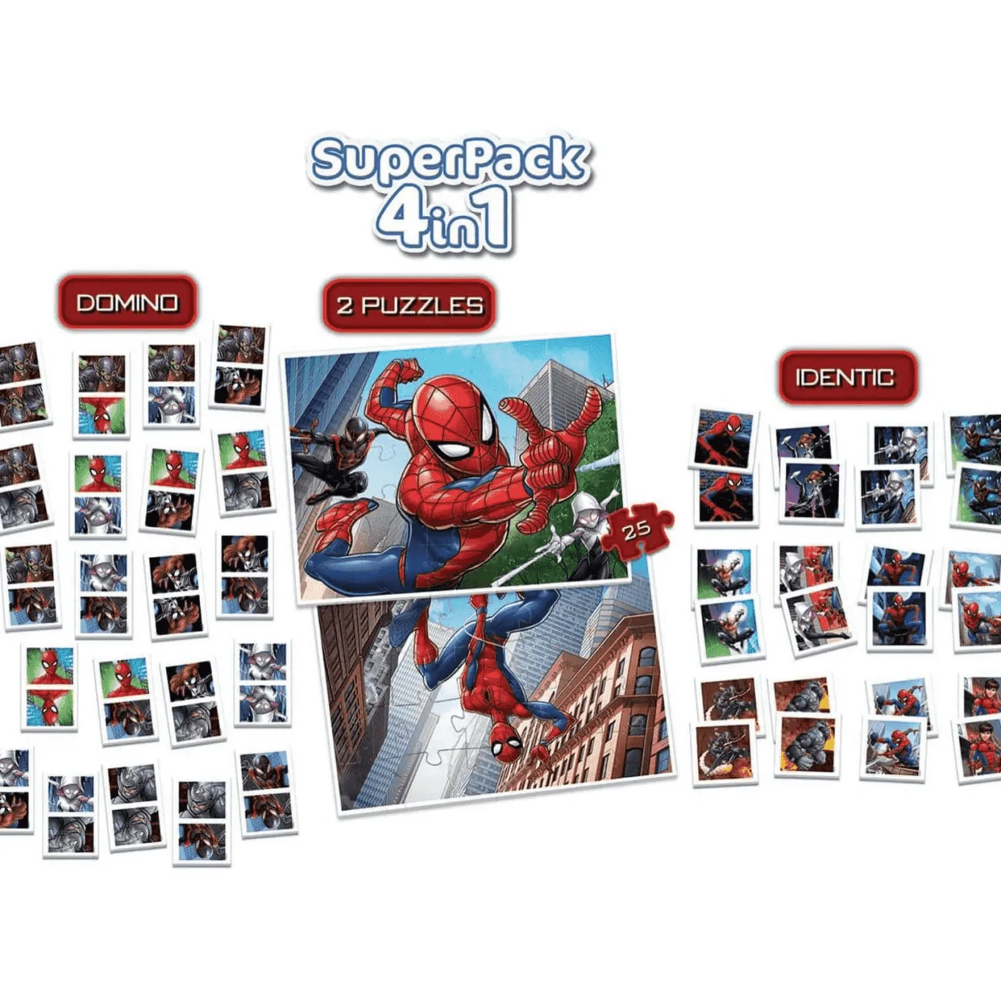 Spiderman Superpack con Puzzle Dominó y Juegos Educativos