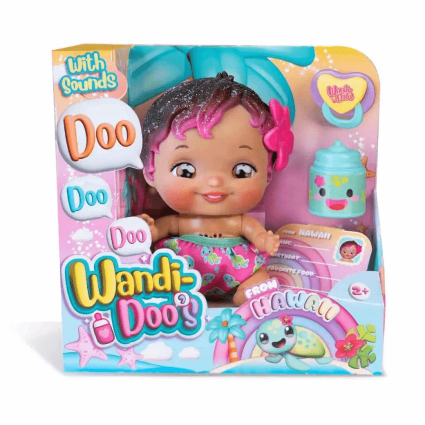 Wandi-Doo Hawaiian - El bebé hawaiano interactivo Wandi-Doo con accesorios tropicales